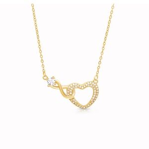 NEW Always in my Heart - Infinity Heart Necklace Gold with Jewelry Bag W…